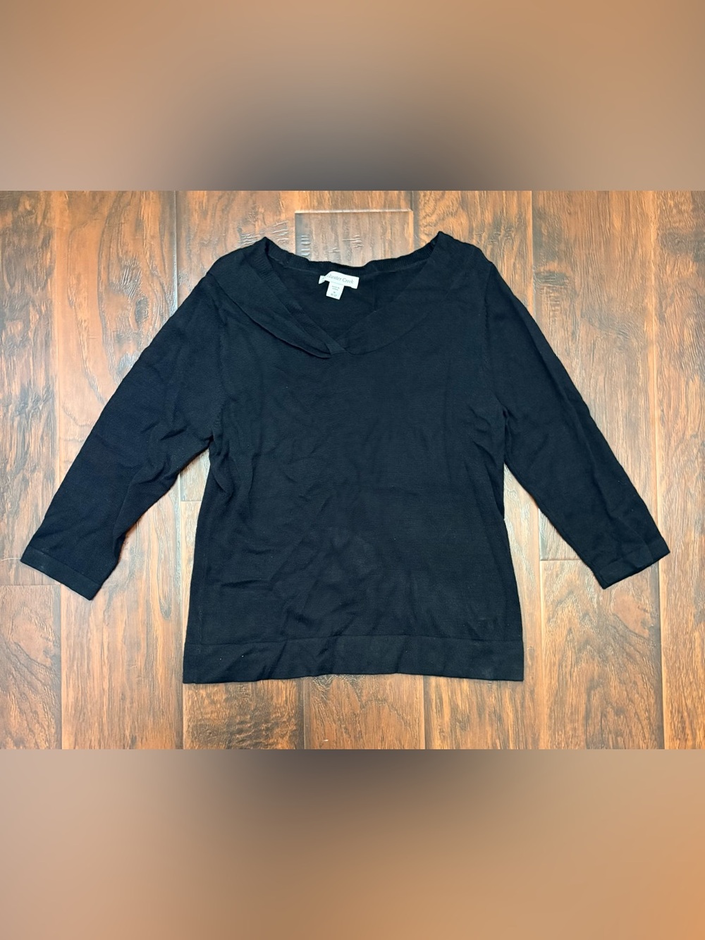 Coldwater Creek Black 3/4 Sleeve Knit Sweater Top Size M 10/12